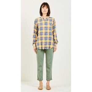 CLOSED Jayla Plaid Button Down‎ Shirt Women's XXS Yellow Blue Cotton Blend